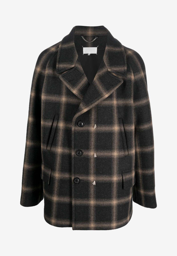 Maison Margiela Pendleton Checked Double-Breasted Coat Black S67AM0071S78242_001F