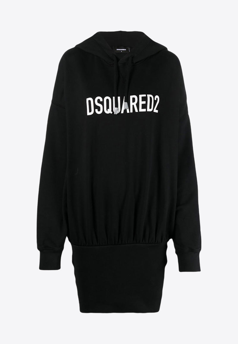 Dsquared2 Logo Print Mini Hooded Dress Black S75CV0617S25538_900