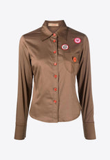 CORMIO Katy Long-Sleeved Shirt with Patches Brown KATYCOTTONBEIGE