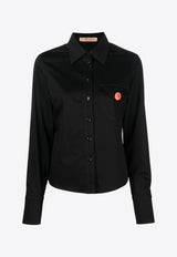 CORMIO Katy Pin Badge Long-Sleeved Shirt Black KATYCOTTONBLACK