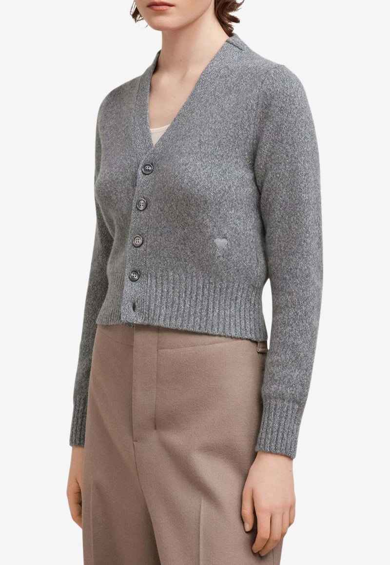 AMI PARIS Ami De Coeur Cashmere Cardigan Gray FKC127005_055