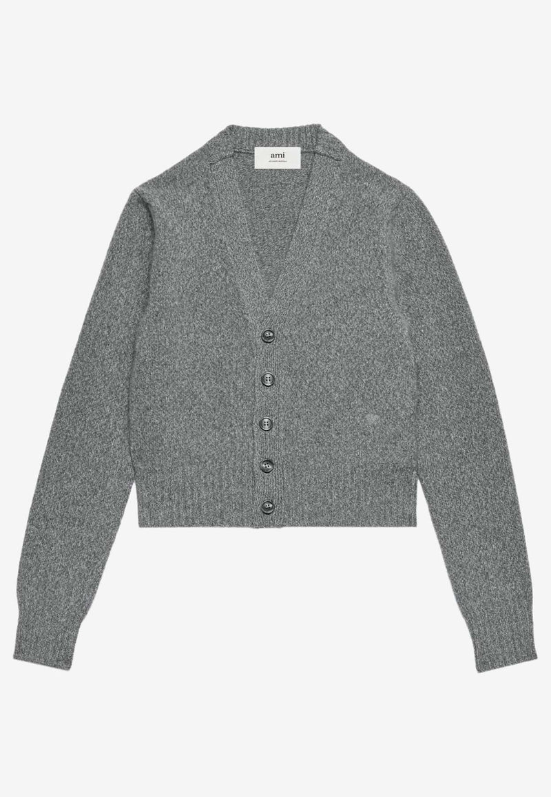 AMI PARIS Ami De Coeur Cashmere Cardigan Gray FKC127005_055