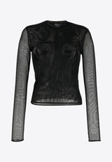 Blumarine Rhinestone-Heart Sheer Top Black 2C153SN0990