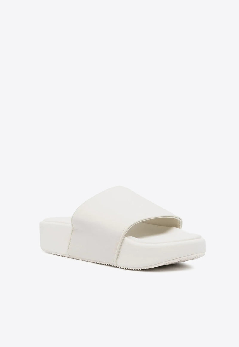 Adidas Y-3 Leather Flatform Slides Off-white FZ6402