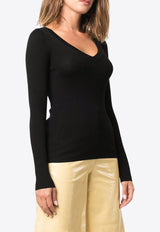 P.A.R.O.S.H Leila Knitted V-neck Sweater Black D511583LEILA013