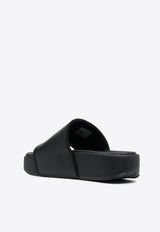 Adidas Y-3 Leather Flatform Slides Black FZ6403