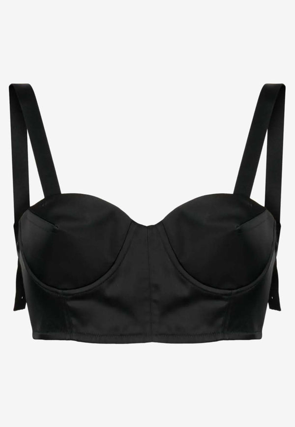 Maison Margiela Satin Bustier Cropped Top Black S29RJ0033S78046_900