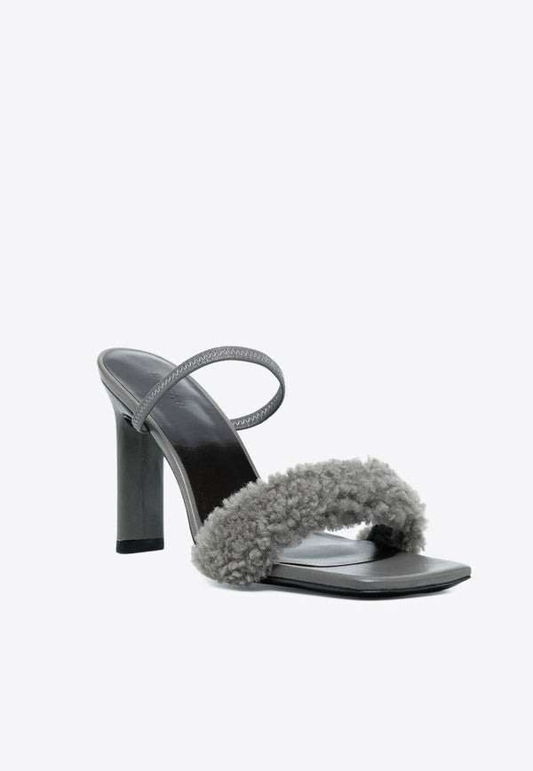 By Far Ada 100 Shearling Strap Sandals Gray 22PFADCEMSHE