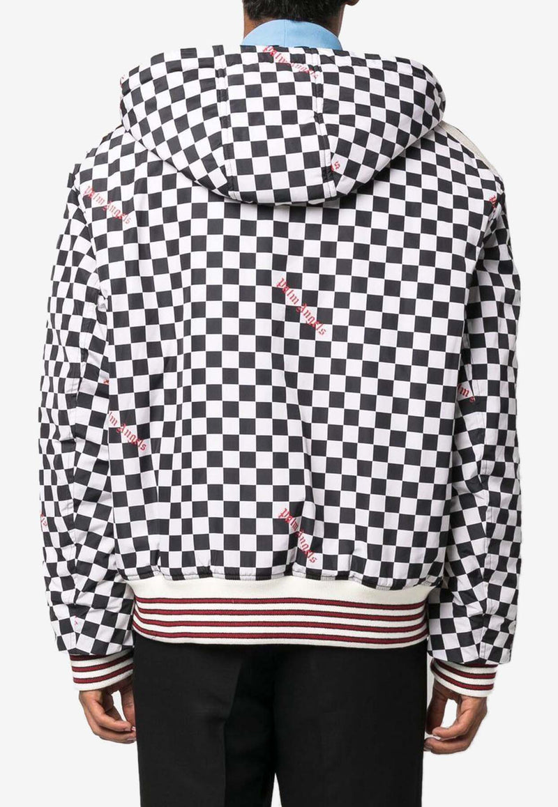 Palm Angels Checked Zip-Up Hoodie PMEA225F22FAB0011025 Monochrome