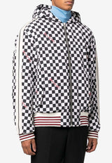 Palm Angels Checked Zip-Up Hoodie PMEA225F22FAB0011025 Monochrome