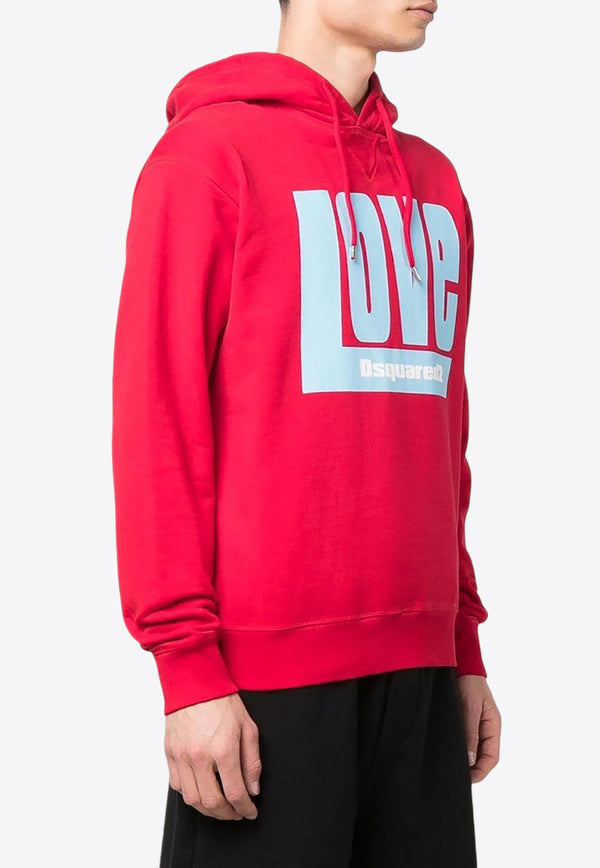 Dsquared2 Love Print Hooded Sweatshirt Red S71GU0549S25030315