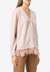 P.A.R.O.S.H Feather-Trimmed Wool Cardigan Beige D520052LOWN085