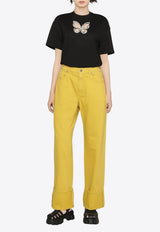 P.A.R.O.S.H Turn-Up Cuffs Straight Jeans Yellow D231171CABAREXY047