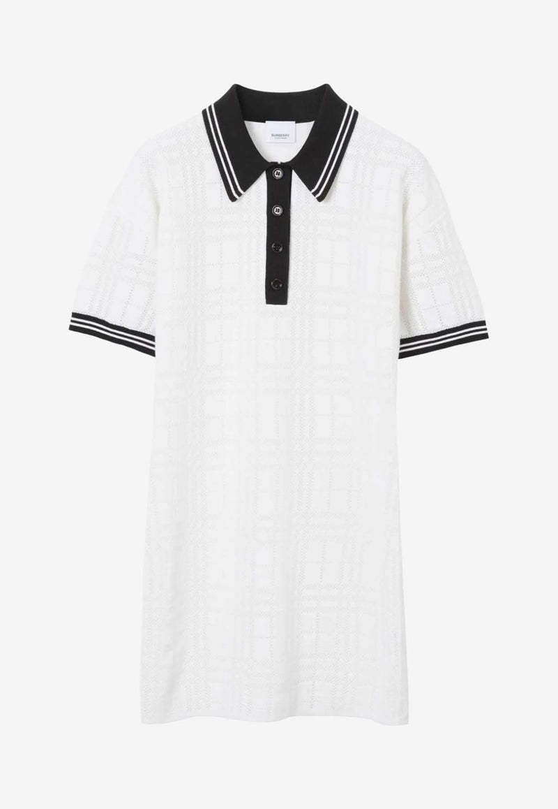 Burberry Check Stripe-Trim Polo Dress 8072651_A1464 White