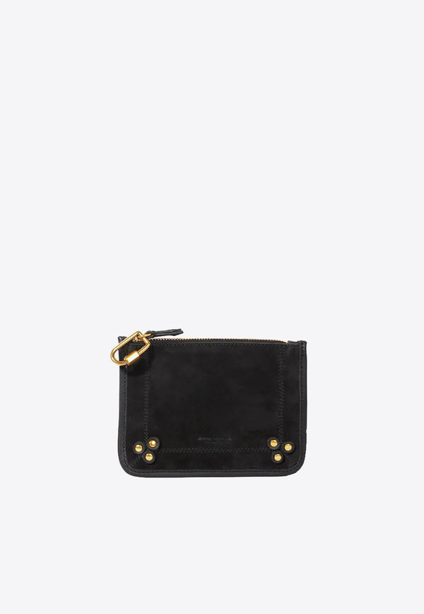 Jérôme Dreyfuss Suede Zipped Coin Wallet Black 38POPXSDICRN