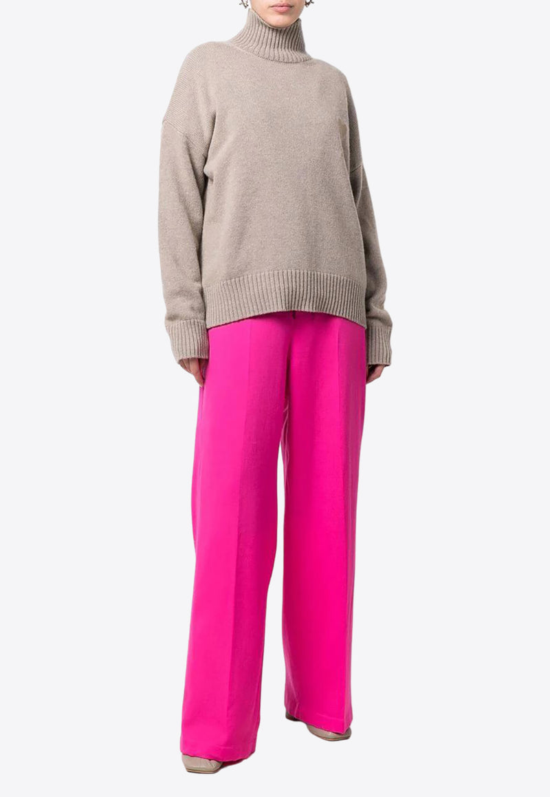 AMI PARIS Tailored Wool Wide Pants Fuchsia UTR403286618