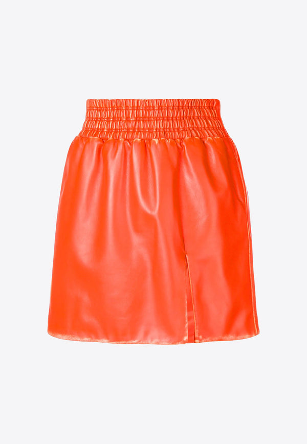 Miu Miu Leather Mini Skirt Orange MPD5411RU0F0049