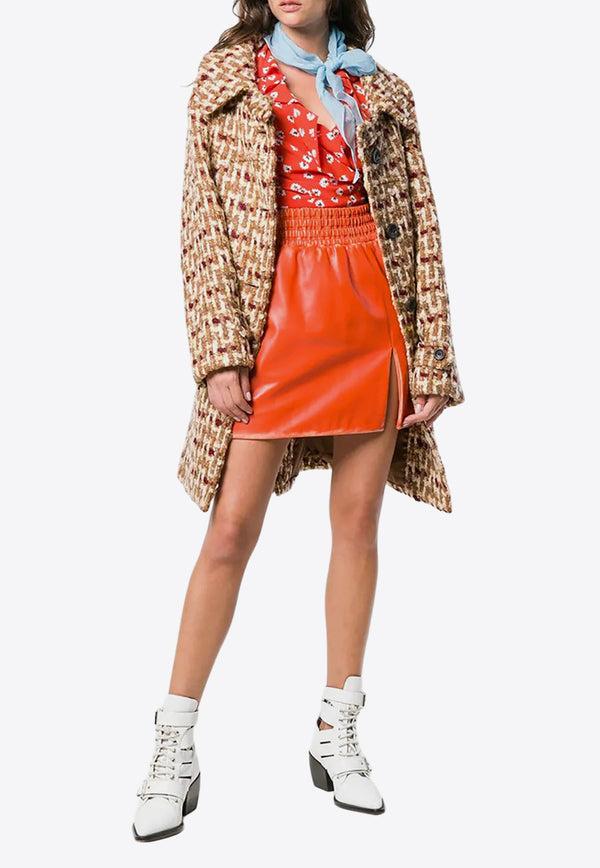 Miu Miu Leather Mini Skirt Orange MPD5411RU0F0049