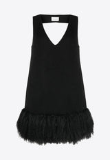 P.A.R.O.S.H Shearling-Trimmed Mini Dress Black D721592PLEAK013