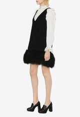 P.A.R.O.S.H Shearling-Trimmed Mini Dress Black D721592PLEAK013