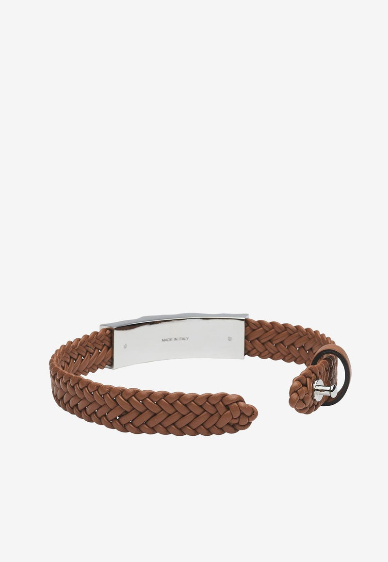 Salvatore Ferragamo Braided Logo Bracelet 770321 BR BLADEPELL 764548 CUOIO/PLD Tan