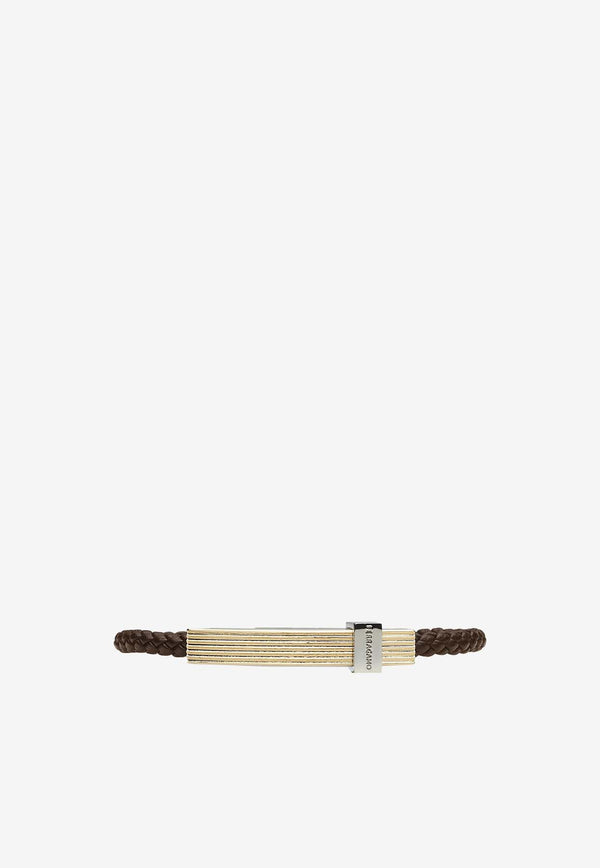 Salvatore Ferragamo Medium Braided Leather Bracelet with Metal Bar 770339 BR LIGHCUBE 771332 T DI MORO