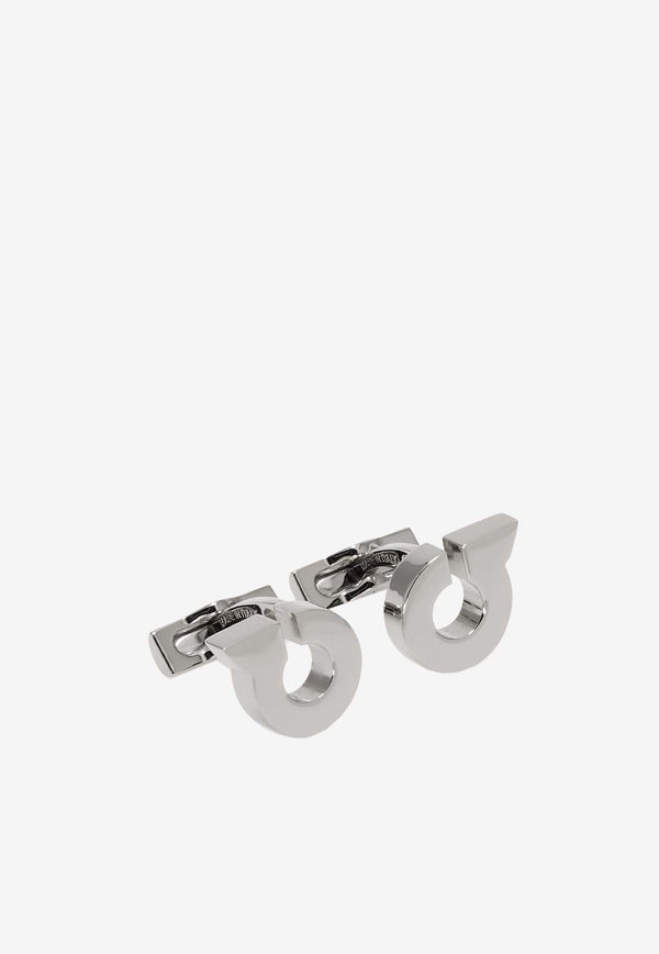 Salvatore Ferragamo Gancini-Shaped Cufflinks Silver 770358 CLNK GAFLUID 776342 PALLADIO