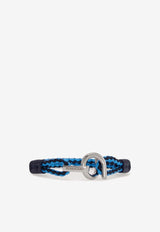 Salvatore Ferragamo Gancini Two-Tone Braided Leather Bracelet Blue 770380 BR SCOO EVO 780674 PLD/BLUE/TURCHESE