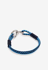 Salvatore Ferragamo Gancini Two-Tone Braided Leather Bracelet Blue 770380 BR SCOO EVO 780674 PLD/BLUE/TURCHESE