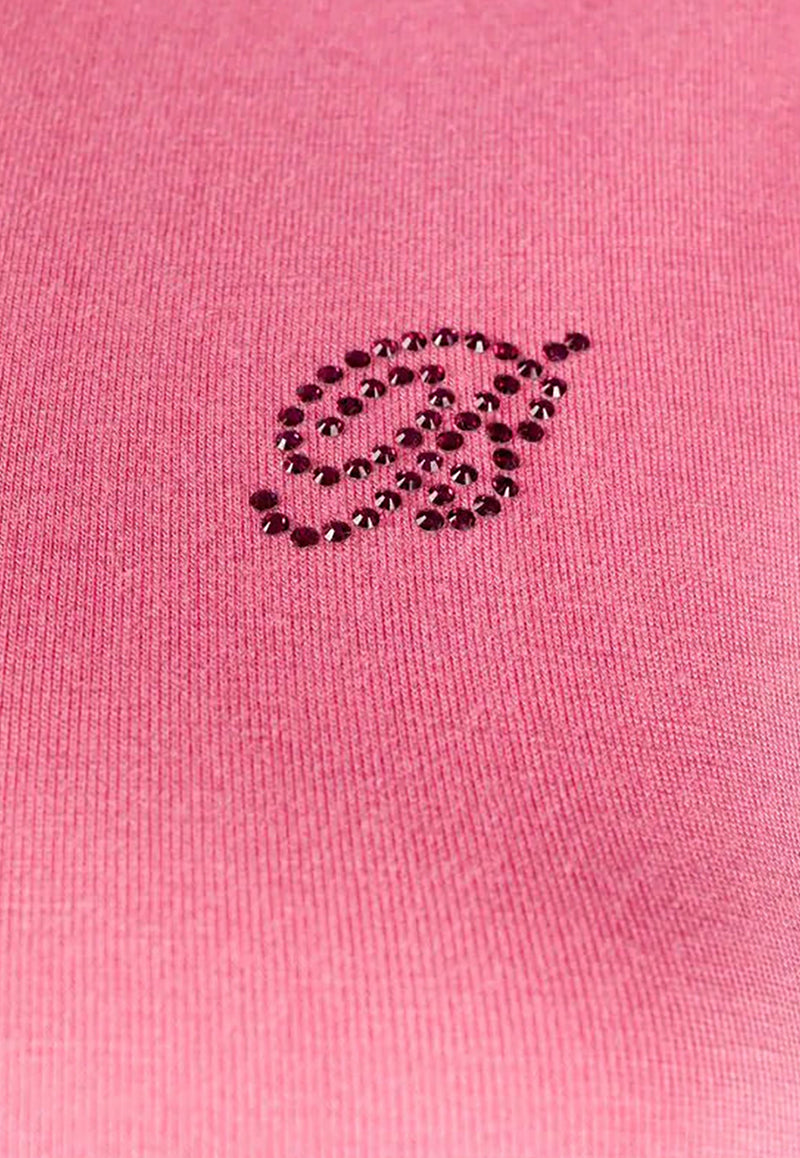 Blumarine Studded Logo High-Neck Top Pink 2015400146