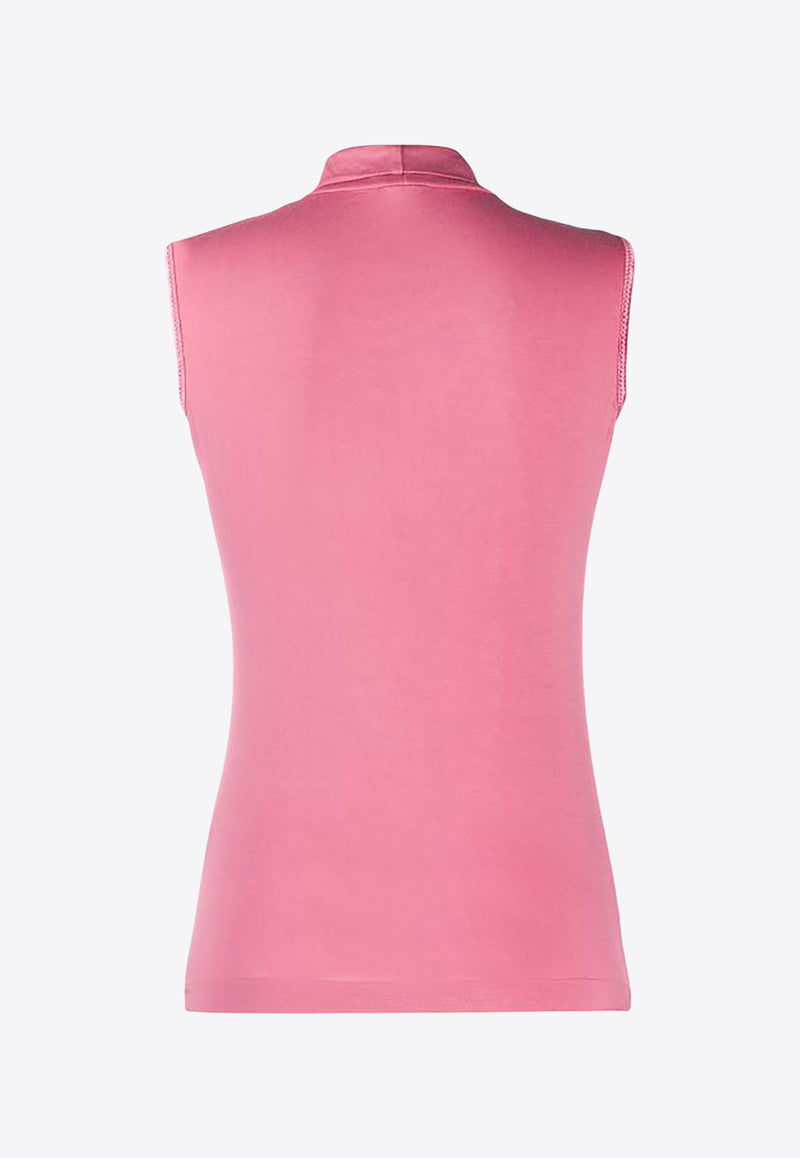 Blumarine Studded Logo High-Neck Top Pink 2015400146