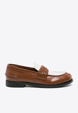 Miu Miu Two-Tone Leather Penny Loafers Brown 5D773DF020AZE_F031W