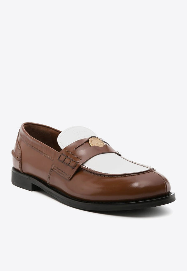 Miu Miu Two-Tone Leather Penny Loafers Brown 5D773DF020AZE_F031W