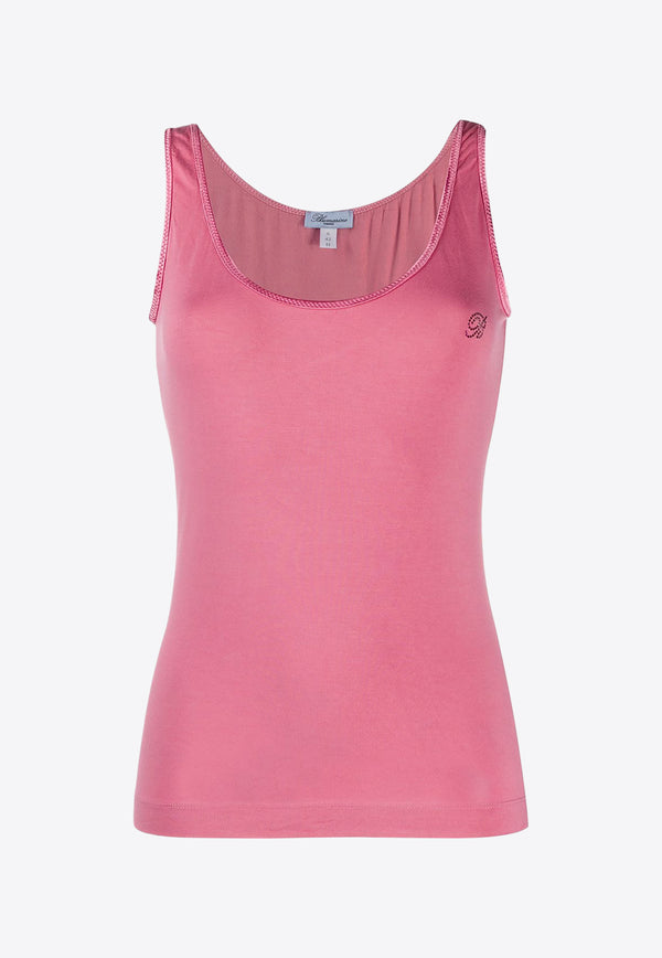 Blumarine Studded Logo Tank Top Pink 20577146