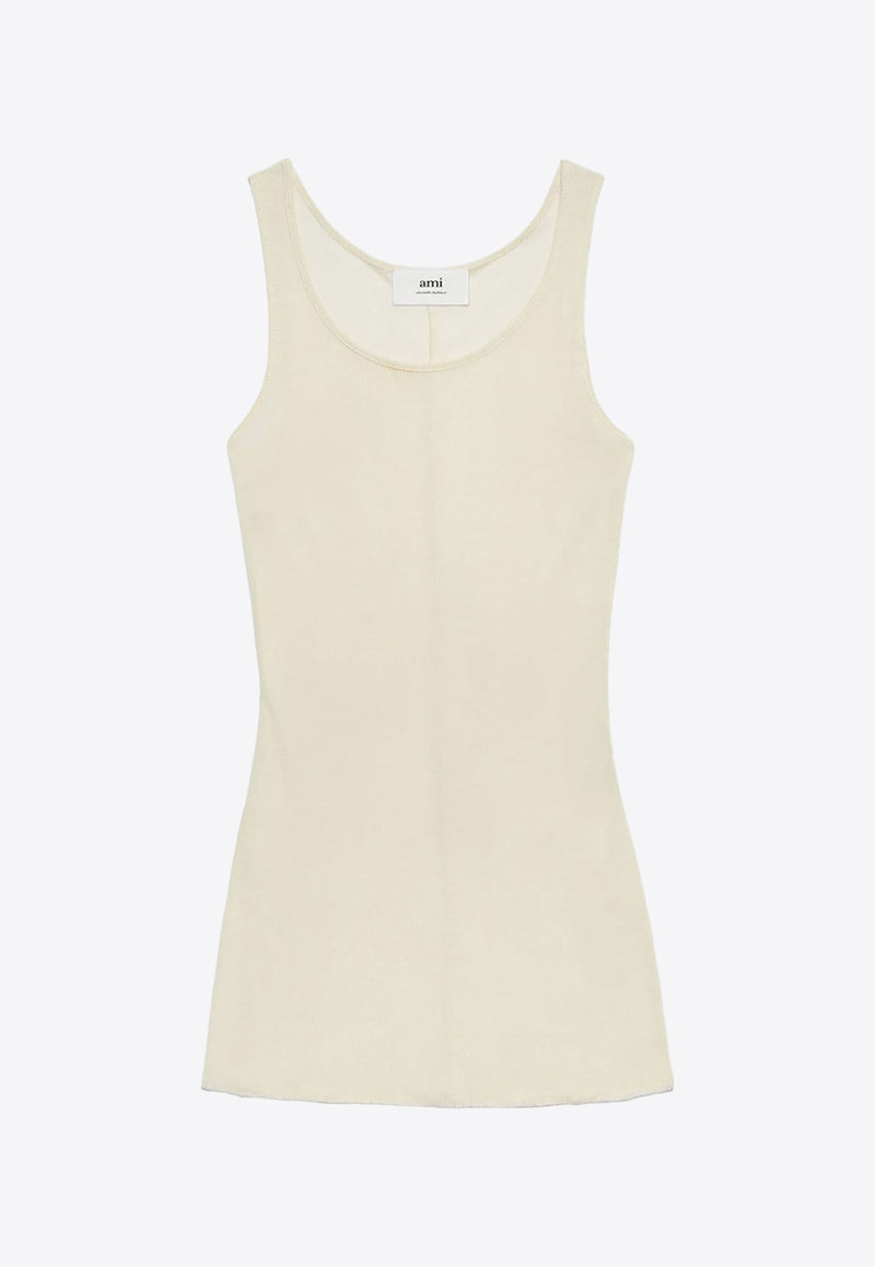 AMI PARIS Scoop-Neck Tank Top Ivory FTK101JE0022_185