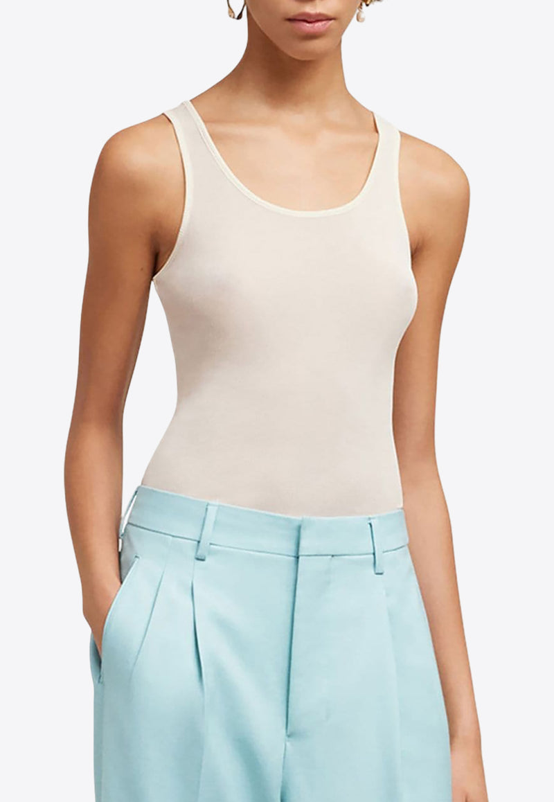 AMI PARIS Scoop-Neck Tank Top Ivory FTK101JE0022_185