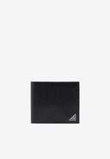 Prada Triangle Logo Bi-Fold Wallet Black 2MO738QHH_F0002