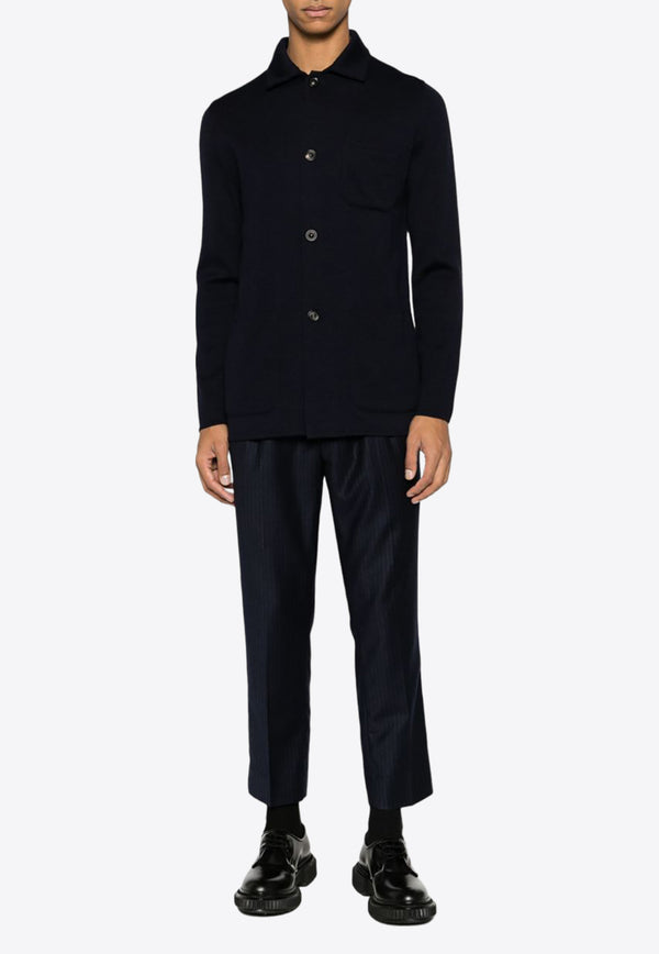 AMI PARIS Pinstripe Wool Tapered Pants Navy HTR206WV0024_477