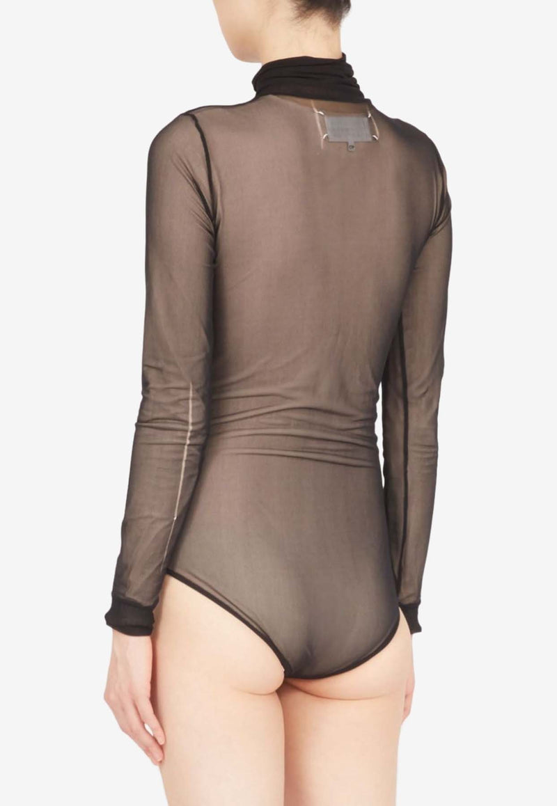 Maison Margiela Long-Sleeved Sheer Turtleneck Bodysuit Black S51NA0098S24639_900