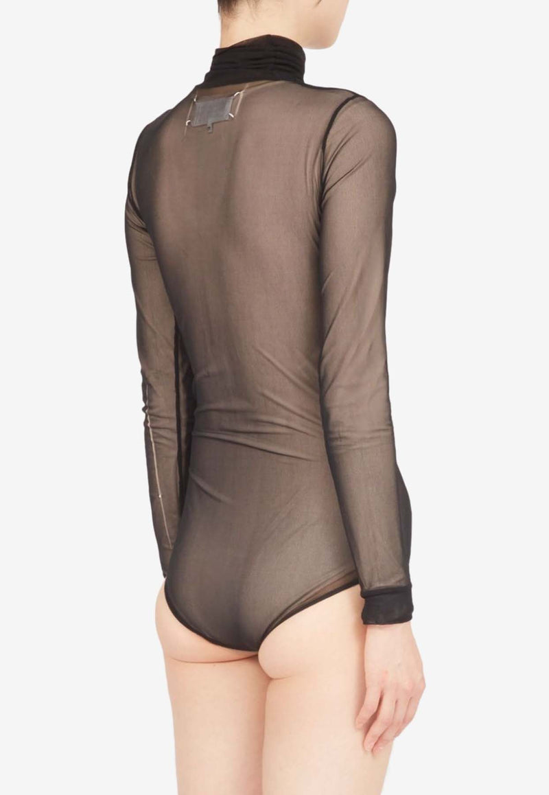 Maison Margiela Long-Sleeved Sheer Turtleneck Bodysuit Black S51NA0098S24639_900