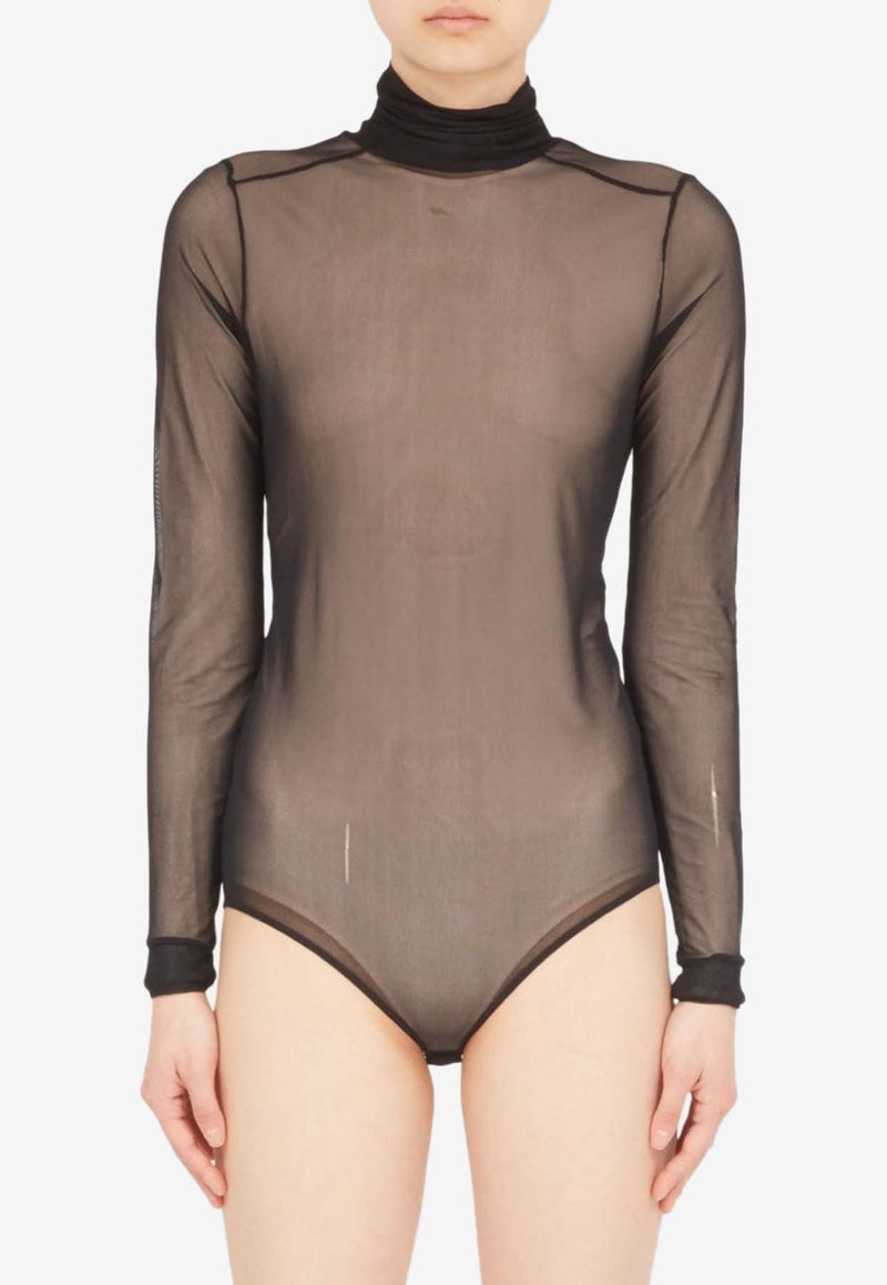 Maison Margiela Long-Sleeved Sheer Turtleneck Bodysuit Black S51NA0098S24639_900