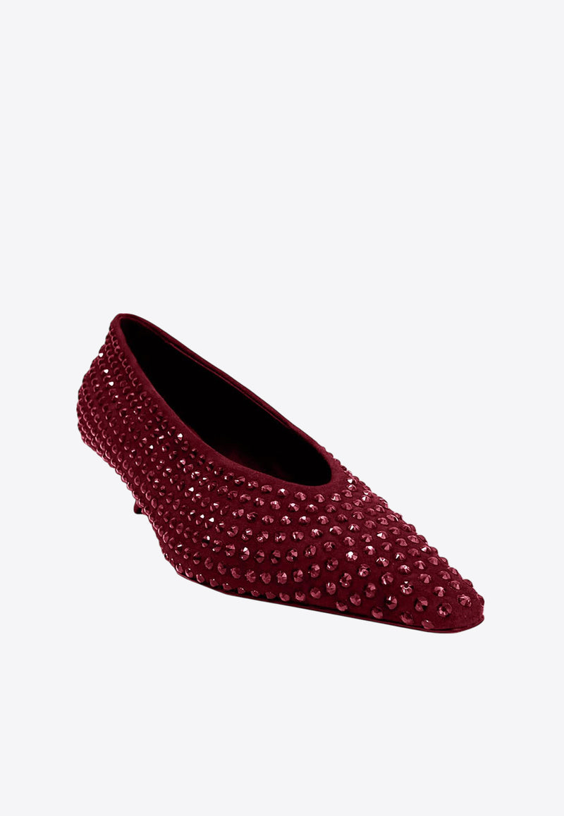 La Rose Crystal Embellished Pumps Bordeaux EW21335_RED