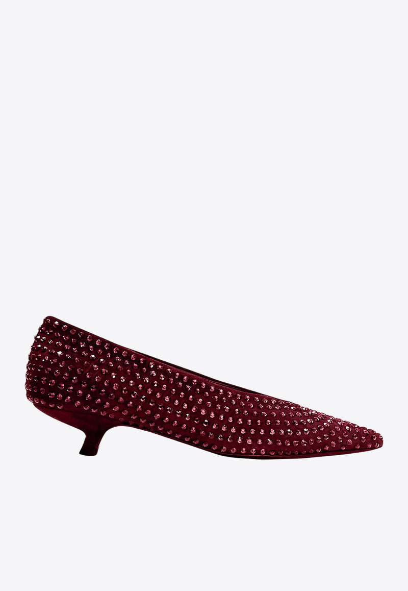 La Rose Crystal Embellished Pumps Bordeaux EW21335_RED