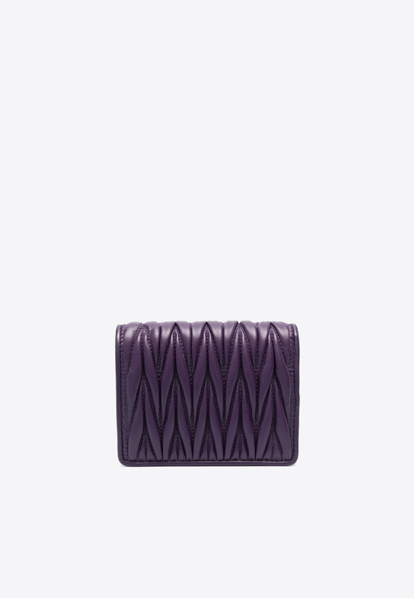 Miu Miu Small Logo Plaque Quilted Leather Wallet Purple 5MV2042FPP_F0030