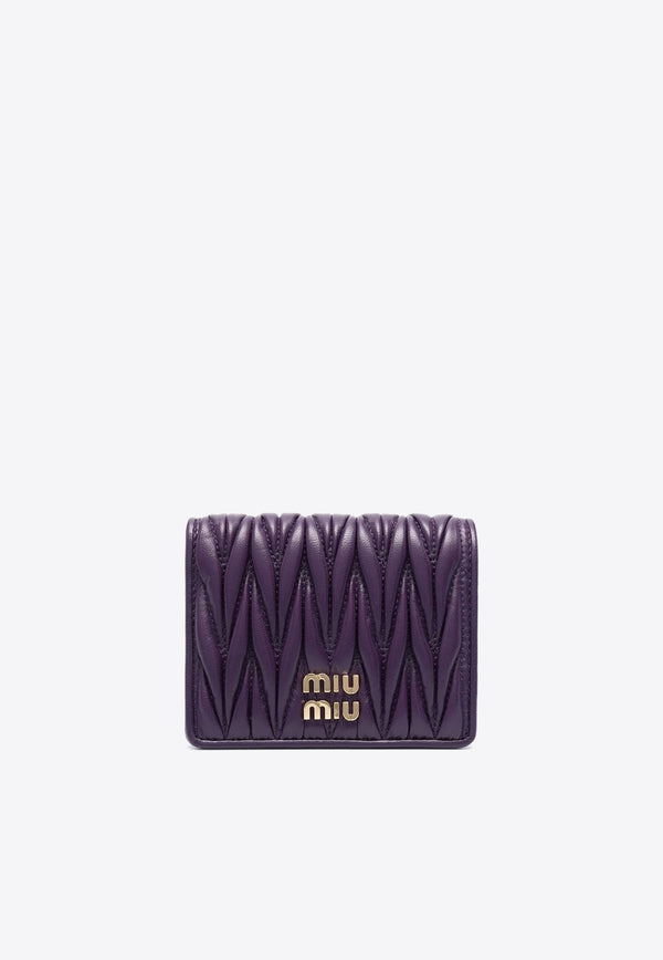 Miu Miu Small Logo Plaque Quilted Leather Wallet Purple 5MV2042FPP_F0030