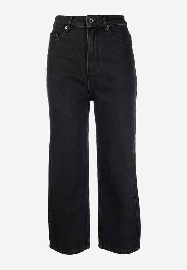 Self-Portrait Straight-Leg Cropped Jeans RS22800SL_BLACK