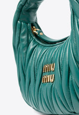 Miu Miu Mini Wander Quilted Leather Hobo Bag Green 5BP078VOOON88_F0K41