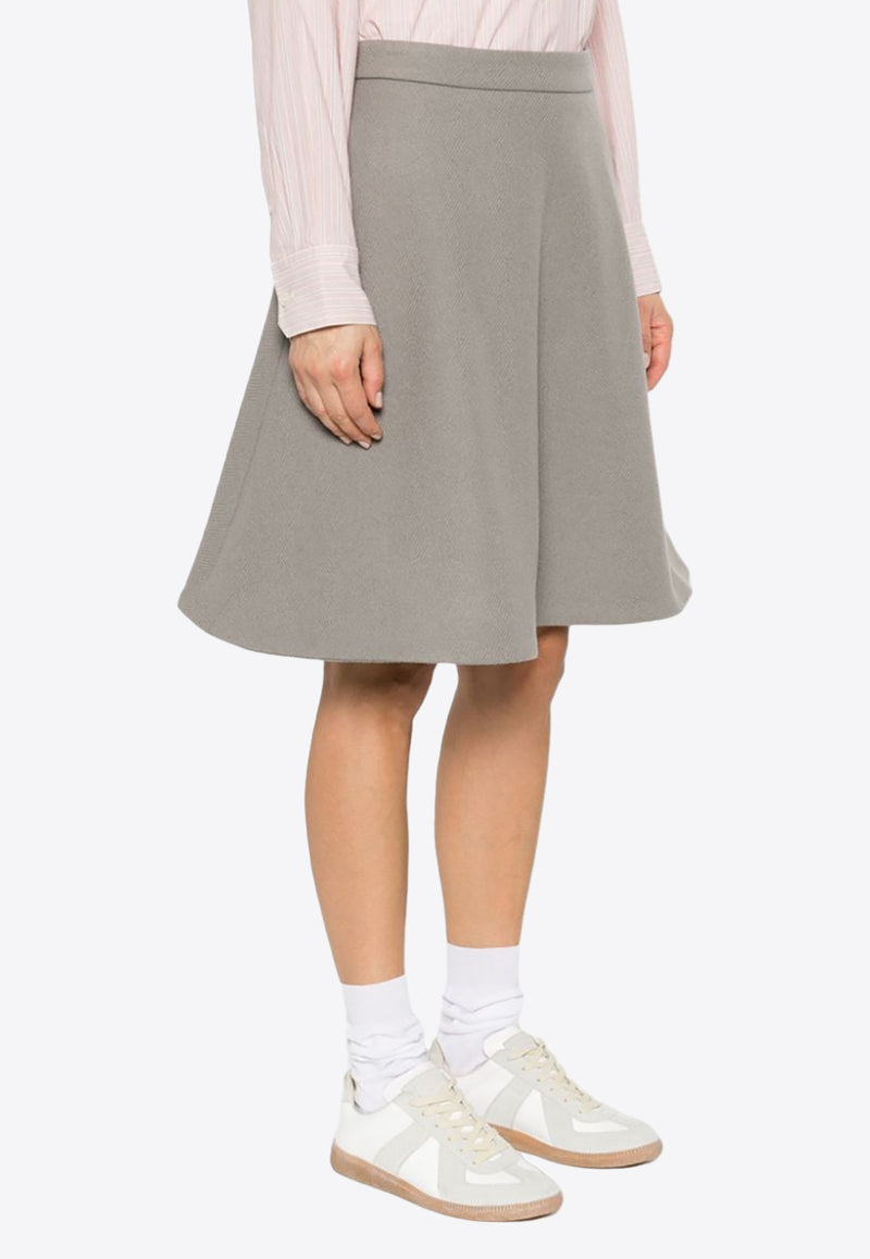 AMI PARIS Flared Knitted A-line Skirt Gray FSK215WV0016_281