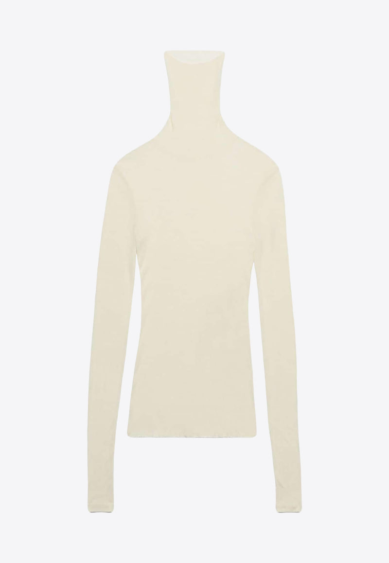 AMI PARIS Ribbed Knit Turtleneck Top Ivory FTS301JE0022_185