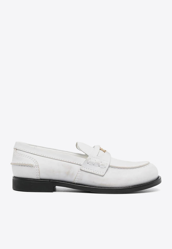 Miu Miu Vintage Leather Penny Loafers White 5D773DF0203G48_F0009